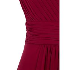 Women's Sleeveless V Neck Pleated Lace-up Bridesmaid Dress Prom Evening Gowns N15928