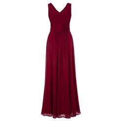 Sleeveless V Neck Dress, Wine Red Pleated A-Line Dress, Women's Wine Red Chiffon Evening Gowns, Wine Red Bridesmaid Dress, Lace-up Long Prom Dress, #N15928