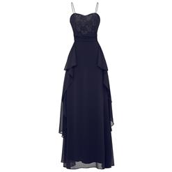 Women's Black Spaghetti Strap Sweetheart Ruffle Falbala Prom Evening Gowns N15943