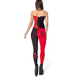 Sexy Black and Red Corset Leggings Sets Superhero Joker Miss Halloween Costume N16011