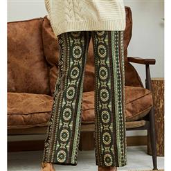 Women's Fashion Wide Leg Pants Geometric Color Block Full Length Pants N16014