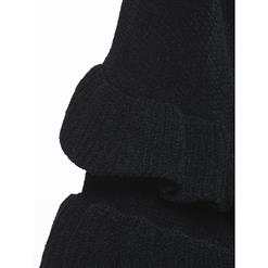 Women's Plain Long Sleeve Round Neck Slim Fit Black Pullover Sweater N16022