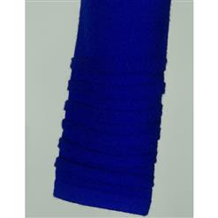 Women's Elegant Blue Long Sleeve Round Neck Pullover Slim Fit Midi Dress N16038