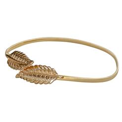 Women's Fashion Gold Metal Leaf Elastic Dress Waist Thin Cinch Belt N16053