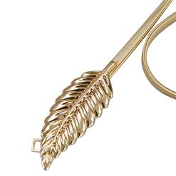 Women's Fashion Gold Metal Leaf Elastic Dress Waist Thin Cinch Belt N16053