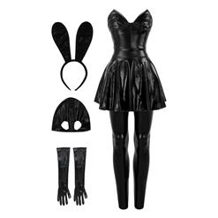 Women's Sexy Faux Leather Rabbit Outfit Bunny Girl Cosplay Adult Costume N16126
