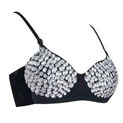 Sexy Women's Silver Beaded Clubwear Underwire Bra Top N16144