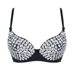 Sexy Women's Silver Beaded Clubwear Underwire Bra Top N16144