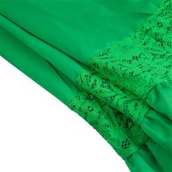 Women's Vintage Gothic Punk Green Asymmetry Lace Patchwork Slim Fit Skirt N16356