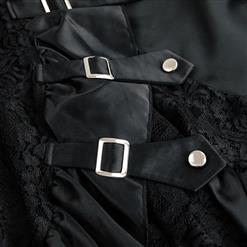 Women's Vintage Gothic Punk Black Asymmetry Lace Patchwork Slim Fit Skirt N16357