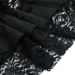 Women's Vintage Gothic Punk Black Asymmetry Lace Patchwork Slim Fit Skirt N16357