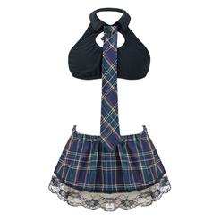 Sexy Adult School Girl Plaid Skirt Suit Plus Size Lingerie Cosplay Costume N16475