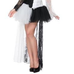 Asymmetry Tulle Skirt, Black and White High Waist High Low Skirt, Sexy Black Gauze Skirt for Women, Fashion Party Costume Skirt, Halloween Costume Skirt, Tulle High Low Skirt, #N16493