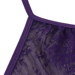 Sexy Purple See-through Floral Lace High Waist Bodysuit Teddy Lingerie N16506