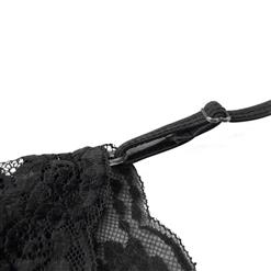 Sexy Black Halter Deep V Floral Lace Bodysuit Teddy Lingerie N16571