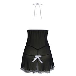 Hot Sexy Black Maid Babydoll Lingerie French Maid Cosplay Costume Set N16625