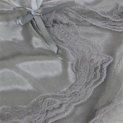 Sexy Gray Shoulder Strap Lace Babydoll Nightgown Sleepwear Night Dress N16693