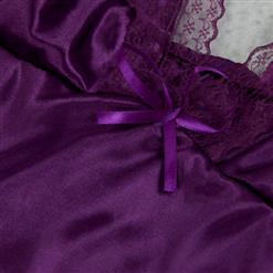 Sexy Purple Shoulder Strap Lace Babydoll Nightgown Sleepwear Night Dress N16695