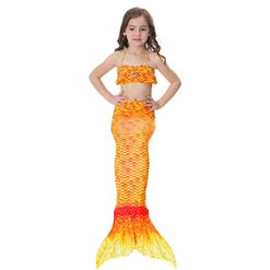 3PCS Orange Mermaid Tail Swimsuit Sea-Maid Princess Bikini Swimming Set N16714