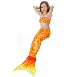 3PCS Orange Mermaid Tail Swimsuit Sea-Maid Princess Bikini Swimming Set N16714