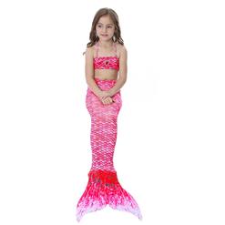 3PCS Peach Mermaid Tail Swimsuit Sea-Maid Princess Bikini Swimming Set N16747