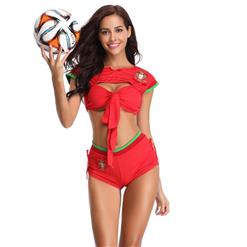 Sexy Red Fantasy Football Player Football Babe Cosplay Costume Set N16876