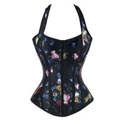 Fashion Printed Body Shaper, Cheap Printed Shapewear Corset, Womens Halter Bustier Top, Sexy Halter Printed Bustier Corset, Printed Outerwear Corset for Women, Halter Printed Overbust Corset, #N17019