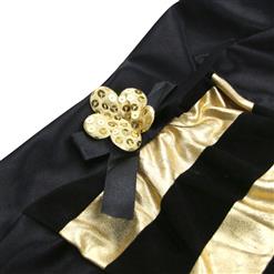 Sexy Cute Halter Black & Gold Bee Stretchy Overbust Mini Dress Costume N1701