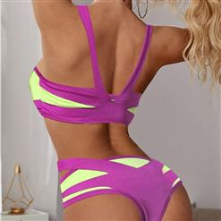 Sexy Purple/Green Halter Stretchy Bra Top and Panty Lingerie Set N17070