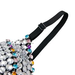Sexy Women's Silver Beaded Colorful Stone Clubwear Underwire Bra Top N17136