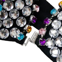 Sexy Women's Silver Beaded Colorful Stone Clubwear Underwire Bra Top N17136