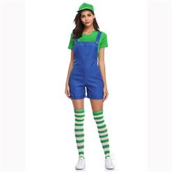 Lovely Mario Halloween Costume, Adult Plumber Suspender Trousers, Adult Plumber Cosplay Costume, Classical Plumber Overalls Costume, Adult Mario Plumber Costume, #N17157