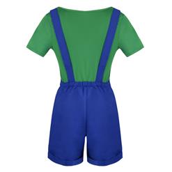 Green/Blue Adult Plumber Overalls Mario Cosplay Costume N17157