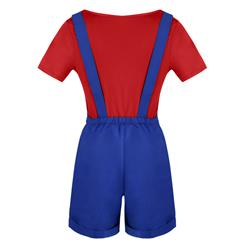 Red/Blue Adult Plumber Overalls Mario Cosplay Costume N17158