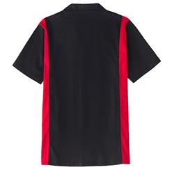 Fashion Black Splicing Panel Casual Fifties Bowling Shirt with Pocket N17184
