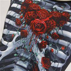 Fashion Gothic 3D Digital Skeleton Rose Printed Hollow Out Summer Vest N17204