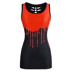 Fashion Gothic 3D Digital Blood Printed Hollow Out Summer Vest N17208