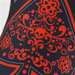 Fashion Gothic Floral Spade Printed Hollow Out Summer Vest N17209