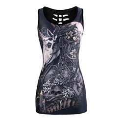 Fashion Casual Unicorn Digital Printing Hollow Out Summer Vest N17218