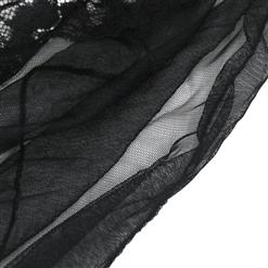 Sexy Black Spaghetti Strap Single-breasted See-through Lingerie Long Nightgown N17284