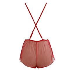 Sexy Red Sheer Mesh Loose Sleepwear Bodysuit Teddy Lingerie N17356