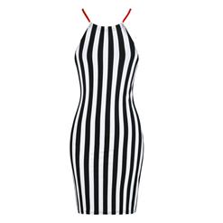 Fashion Sleeveless Backless Stripe Print Casual Mini Dress N17558