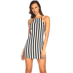 Fashion Sleeveless Backless Stripe Print Casual Mini Dress N17558