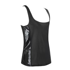 Men's Flirty Black PU Mesh Splicing Transparent Tank Top Vest N17559