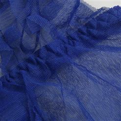 Sexy Blue Spaghetti Strap Ruffled See-through Mesh Babydoll Nightwear Lingerie N17625