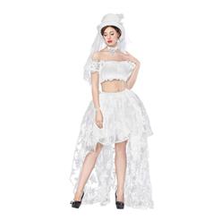 Women's Sexy Off Shoulder Ruffled Crop Top with High Waist Elastic High Low Skirt Sets N17697