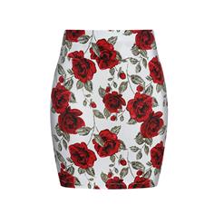 High Waist Retro Floral Print Bodycon Skirt N17702