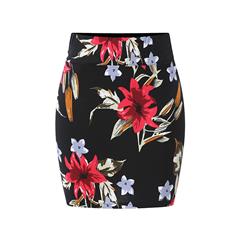 High Waist Retro Floral Print Bodycon Skirt N17707