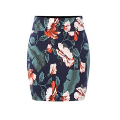 High Waist Retro Floral Print Bodycon Skirt N17708