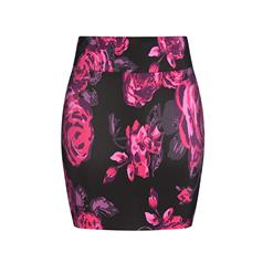 High Waist Retro Floral Print Bodycon Skirt N17709
